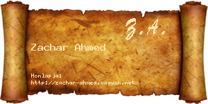 Zachar Ahmed névjegykártya